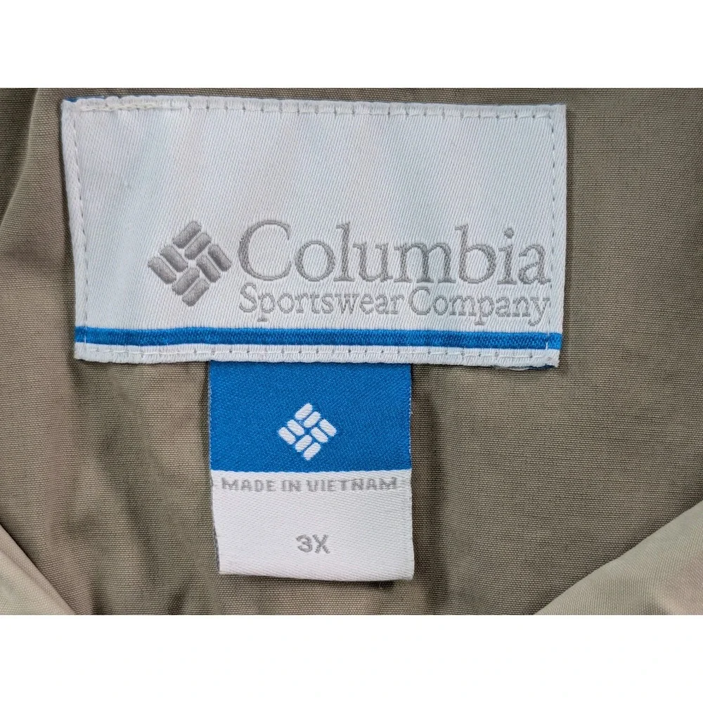 Columbia Mens 3X Tan Khaki Full Zip Mesh Lined Windbreaker Jacket RN 69724